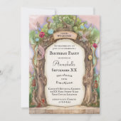 Bezauberter Waldgarten auf Rosa Einladung (Vorderseite)