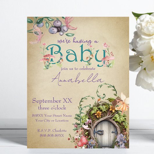 Bezauberter Waldgarten auf verblassenem Pergament Einladung