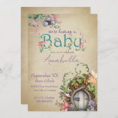 Bezauberter Waldgarten auf verblassenem Pergament Einladung (Vorne/Hinten)