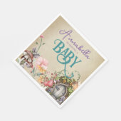 Bezauberter Waldgarten auf verblassenem Pergament Serviette (Ecke)