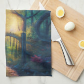 Bezauberter Waldgarten | Digitale Kunst Geschirrtuch (Viertel Falte)