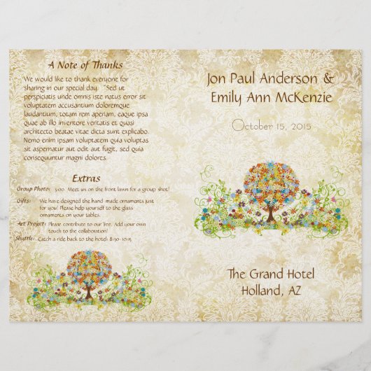 Bezauberter Waldkreis Liebe Hochzeitsprogramm (Vorderseite)