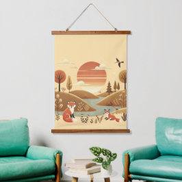 "Bezauberter Waldlichter - Eine Atemberaubende Mau Wandteppich Mit Holzrahmen