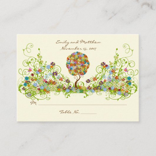 Bezauberter Waldpatchwork Blumenmauerbaum Begleitkarte (Vorderseite)