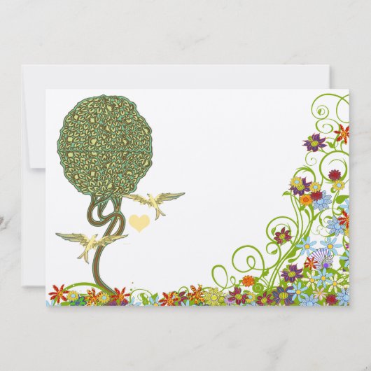 Bezauberter Waldpatchwork Blumenmauerbaum Einladung (Rückseite)