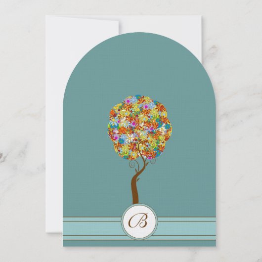 Bezauberter Waldpatchwork Blumenmauerbaum Einladung (Rückseite)