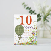 Bezauberter Waldpatchwork Blumenmauerbaum Einladung (Stehend Vorderseite)