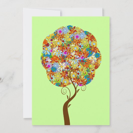 Bezauberter Waldpatchwork Blumenmauerbaum Einladung (Rückseite)