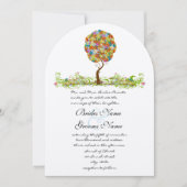 Bezauberter Waldpatchwork Blumenmauerbaum Einladung (Vorderseite)