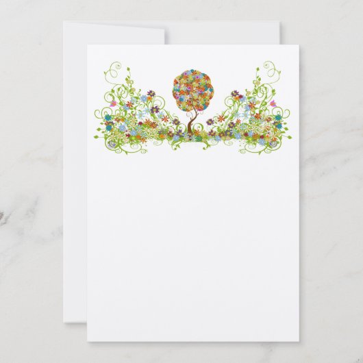 Bezauberter Waldpatchwork Blumenmauerbaum Einladung (Rückseite)