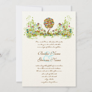 Bezauberter Waldpatchwork Blumenmauerbaum Einladung