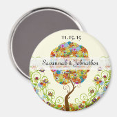 Bezauberter Waldpatchwork Blumenmauerbaum Magnet (Vorderseite/Rückseite)