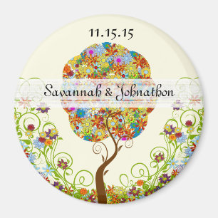 Bezauberter Waldpatchwork Blumenmauerbaum Magnet