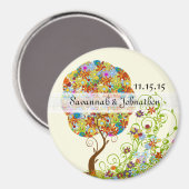 Bezauberter Waldpatchwork Blumenmauerbaum Magnet (Vorderseite/Rückseite)