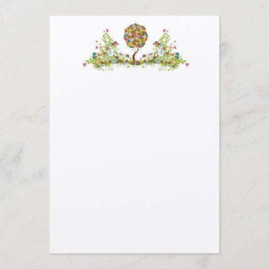 Bezauberter Waldpatchwork Blumenmauerbaum Menükarte (Rückseite)