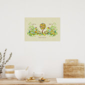 Bezauberter Waldpatchwork Blumenmauerbaum Poster (Küche)