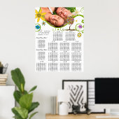 Bezauberter Waldpatchwork Blumenmauerbaum Poster (Heimbüro)