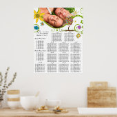 Bezauberter Waldpatchwork Blumenmauerbaum Poster (Küche)