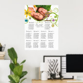 Bezauberter Waldpatchwork Blumenmauerbaum Poster (Heimbüro)