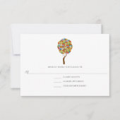 Bezauberter Waldpatchwork Blumenmauerbaum RSVP Karte (Vorderseite)