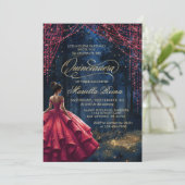 Bezauberter Waldroter Quinceñera Einladung (Stehend Vorderseite)