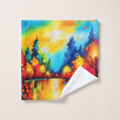 Bezauberter Waldsonnengang Badhandtuch Set (Waschlappen)