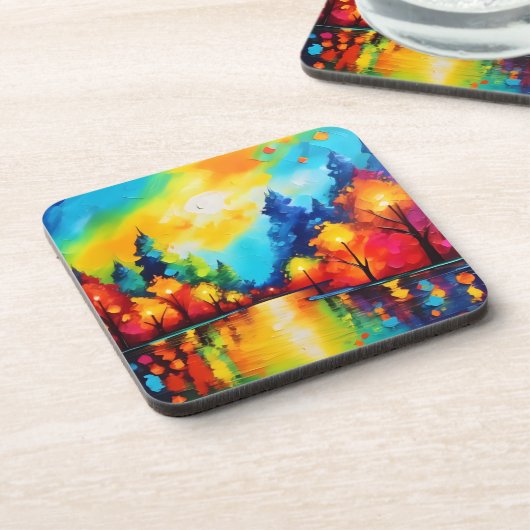 Bezauberter Waldsonnengang Getränkeuntersetzer (Linke Seite)