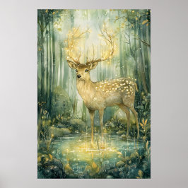 Bezauberter Waldstag glühende Antler Poster