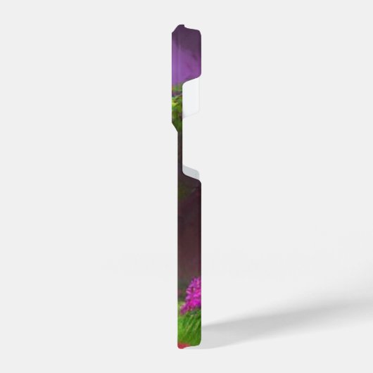 Bezauberter Waldweg mit blumenbedecktem Bogengang iPhone Hülle (Linke Seite)