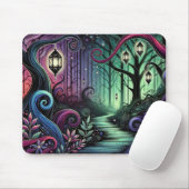 Bezauberter Waldweg mit glühenden Lantern Mousepad (Mit Mouse)