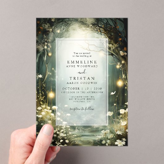 Bezauberter Waldweg von Blume Grüne Hochzeit Acryleinladungen (Insitu (Handheld))