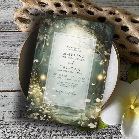 Bezauberter Waldweg von Blume Grüne Hochzeit Einladung