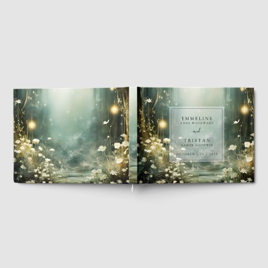 Bezauberter Waldweg von Blume Grüne Hochzeit Gästebuch (Voll)