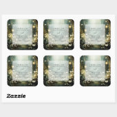 Bezauberter Waldweg von Blume Grüne Hochzeit Quadratischer Aufkleber (Blatt)