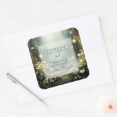 Bezauberter Waldweg von Blume Grüne Hochzeit Quadratischer Aufkleber (Umschlag)