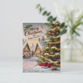 Bezauberter Weihnachtsbaumschneefall Postkarte (Stehend Vorderseite)