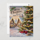 Bezauberter Weihnachtsbaumschneefall Postkarte (Vorne/Hinten)