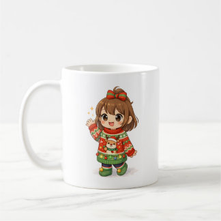 Bezauberter Weihnachtspullover-Mädchen-Becher Kaffeetasse