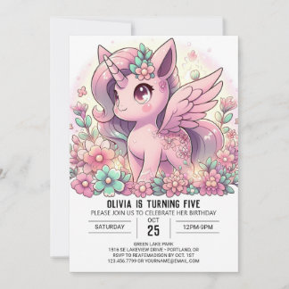 Bezauberter Whimsical Unicorn Digitaler Geburtstag Einladung