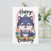 Bezauberter Whimsical Wolf Digital Geburtstag Karte (Stehend Vorderseite)