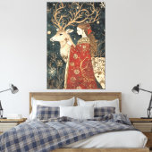 Bezauberter Winter: Der Maiden und der Stag Leinwanddruck (Insitu (Schlafzimmer))