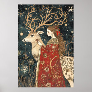 Bezauberter Winter: Der Maiden und der Stag Poster