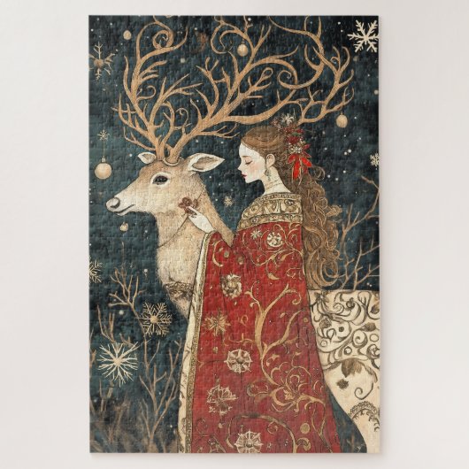 Bezauberter Winter: Der Maiden und der Stag Puzzle (Vertikal)