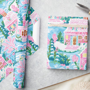 Bezauberter Winter Pastel Pink Lebkuchen Weihnacht Geschenkpapier