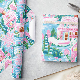 Bezauberter Winter Pastel Pink Lebkuchen Weihnacht Geschenkpapier