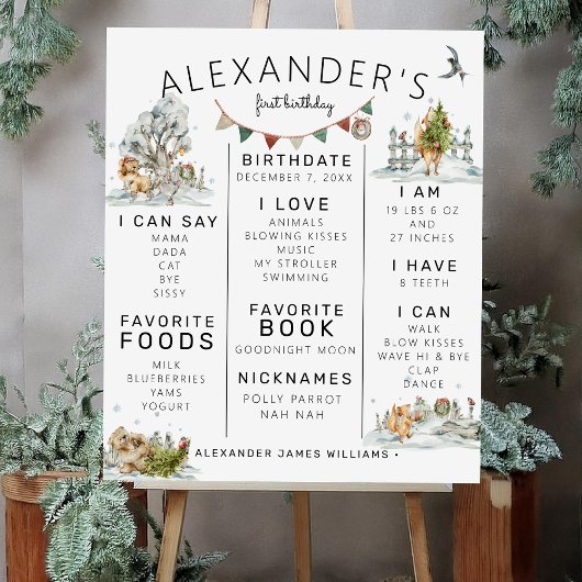 Bezauberter Winter | Wald 1. Geburtstag Meilenstei Poster