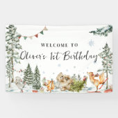 Bezauberter Winter-Wald Geburtstag Willkommen Banner (Horizontal)