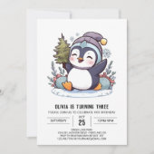 Bezauberter Winterpinguin Digitaler Geburtstag Einladung (Vorderseite)