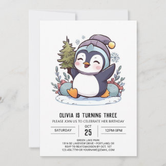 Bezauberter Winterpinguin Digitaler Geburtstag Einladung