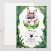 Bezauberter Woodland Bunny Birthday Einladung (Vorne/Hinten)